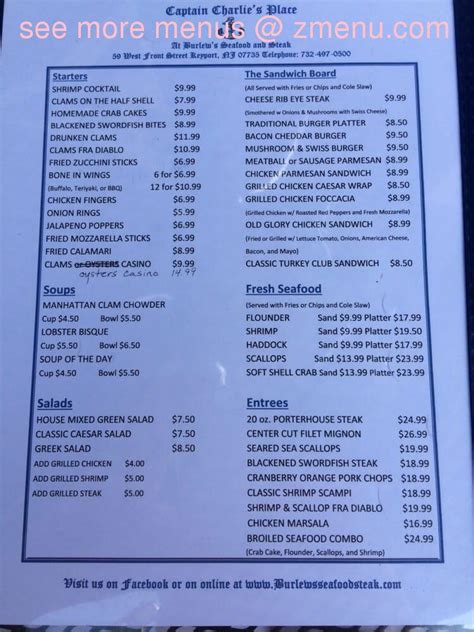 5205 Frederica Street. . Burlews seafood and steak menu
